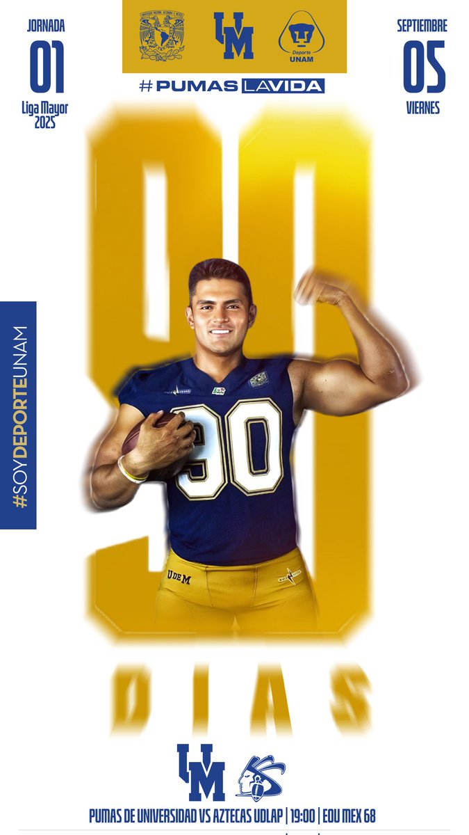PUMAS.CU.FANBASE (@pumascufanbase) on Twitter photo ⏳ FALTAN 90 DÍAS para que el espíritu de la UNIVERSIDAD NACIONAL brille con fuerza en el EOU México 68.
LIGA MAYOR ONEFA 2025
🏈 PUMAS UNAM <a href="/PumasCU_fba/">Pumas CU FBA</a>, guiados por el brillante estratega Julio Nava, un maestro en el scouting y desarrollo de talento, se enfrentarán a ⏳ FALTAN 90 DÍAS para que el espíritu de la UNIVERSIDAD NACIONAL brille con fuerza en el EOU México 68.
LIGA MAYOR ONEFA 2025
🏈 PUMAS UNAM <a href="/PumasCU_fba/">Pumas CU FBA</a>, guiados por el brillante estratega Julio Nava, un maestro en el scouting y desarrollo de talento, se enfrentarán a