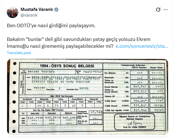 Bu paylaşım çok hoşuma gitti
Ortaöğretim başarı puanı 61.1 olan, hiç Fen sorusu çözmemiş ve 507 almış bir kişi "Sanayi, Ticaret, Enerji, Tabii Kaynaklar, Bilgi ve Teknoloji Komisyonu Başkanı" olabiliyor
Gençler sakın umudunuzu kaybetmeyin!😂