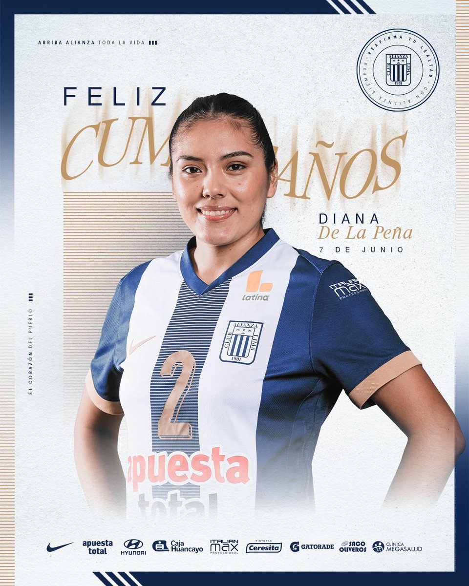¡𝑭𝒆𝒍𝒊𝒛 𝒄𝒖𝒎𝒑𝒍𝒆𝒂𝒏̃𝒐𝒔, 𝑫𝒊𝒂𝒏𝒊𝒕𝒂! 🎉💙

Hoy celebramos a nuestra bicampeona, Diana de la Peña. 👏🏾

¡𝐹𝑒𝑙𝑖𝑐𝑖𝑑𝑎𝑑𝑒𝑠! 🥳

#BicampeonasConCorazón      
#ConAlianzaSiempre