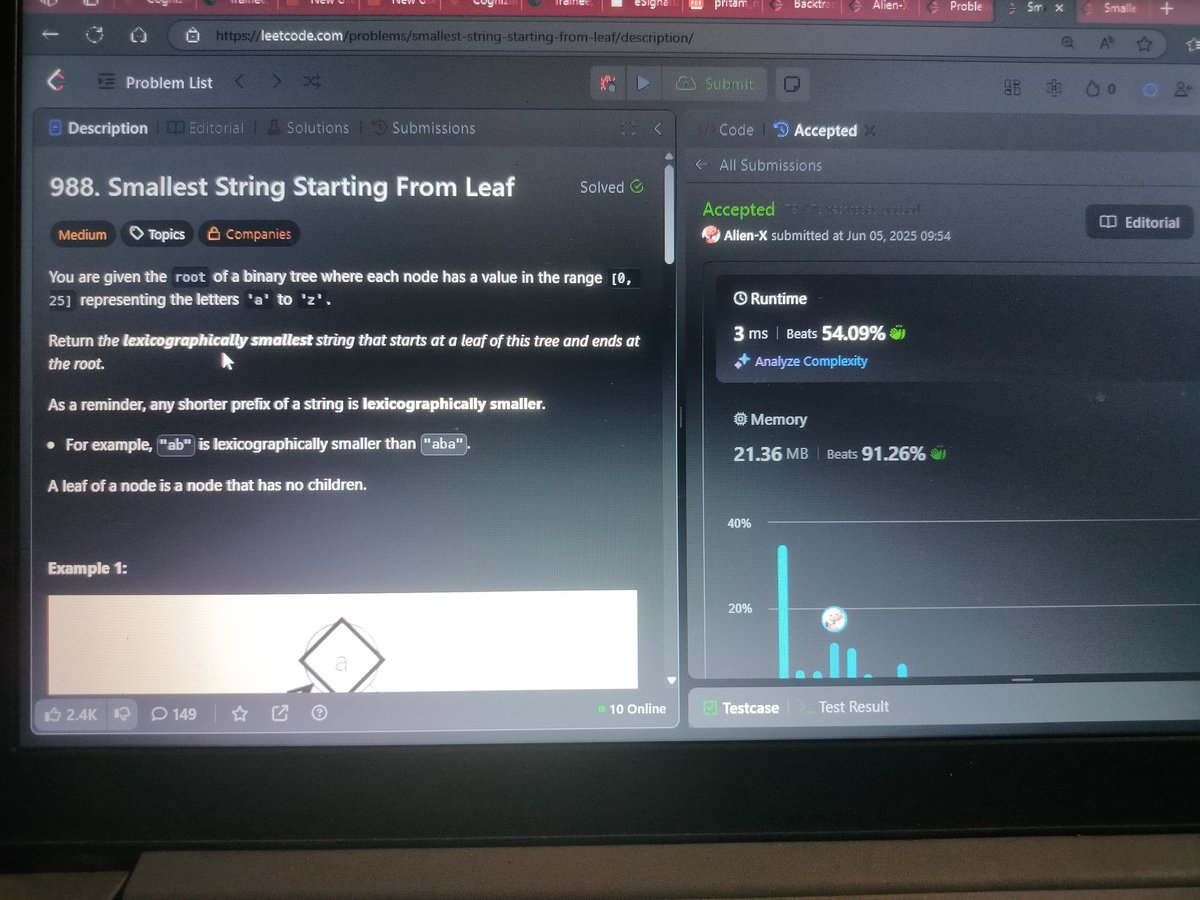 M56957992Pritam's tweet image. #Day_4 of #100_days_of_code 
05 / 06 / 2025, Thursday

357. Count Numbers with Unique Digits
988. Smallest String Starting From Leaf