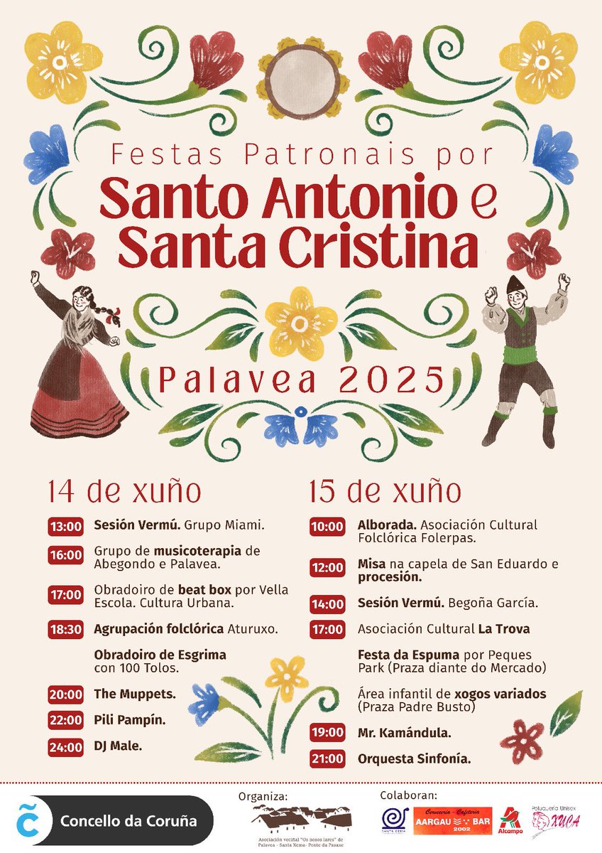 🎉🎉Xa están aquí as Festas patronais por Santo Antonio e Santa Cristina! Terán lugar o próximo 14-15 de xuño e celebraranse na contorna da praza Padre Busto. Haberá actividades para todos os gustos e idades!! Agardámoste!