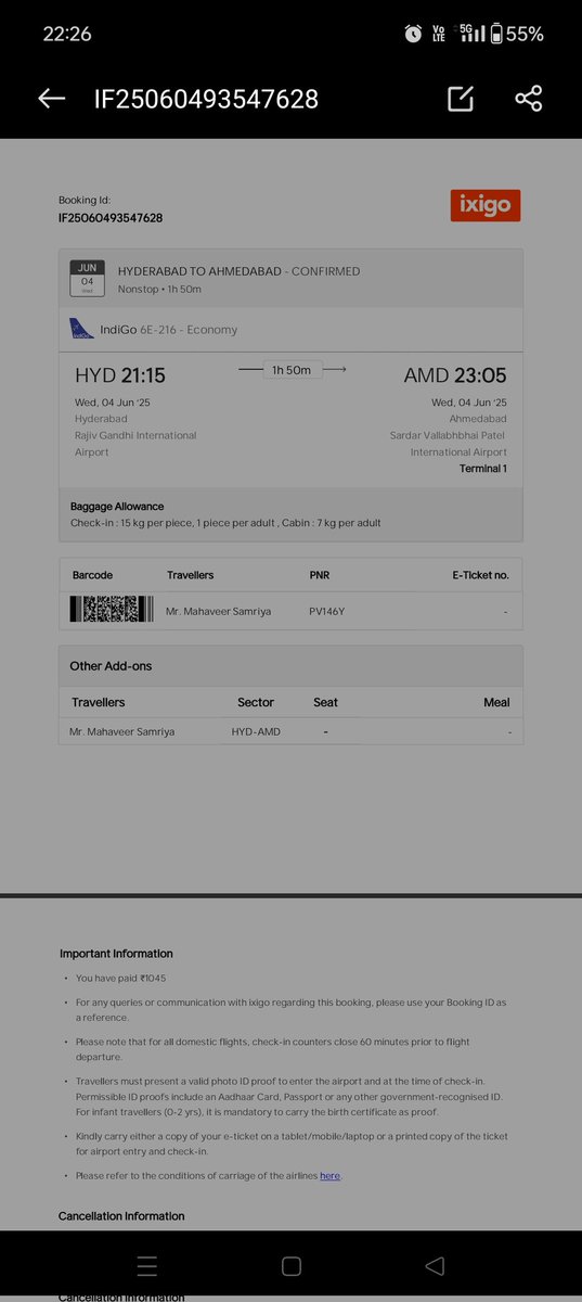 Mahaveer4239's tweet photo. @IndiGo6E https://t.co/JPJ71zAXLJ