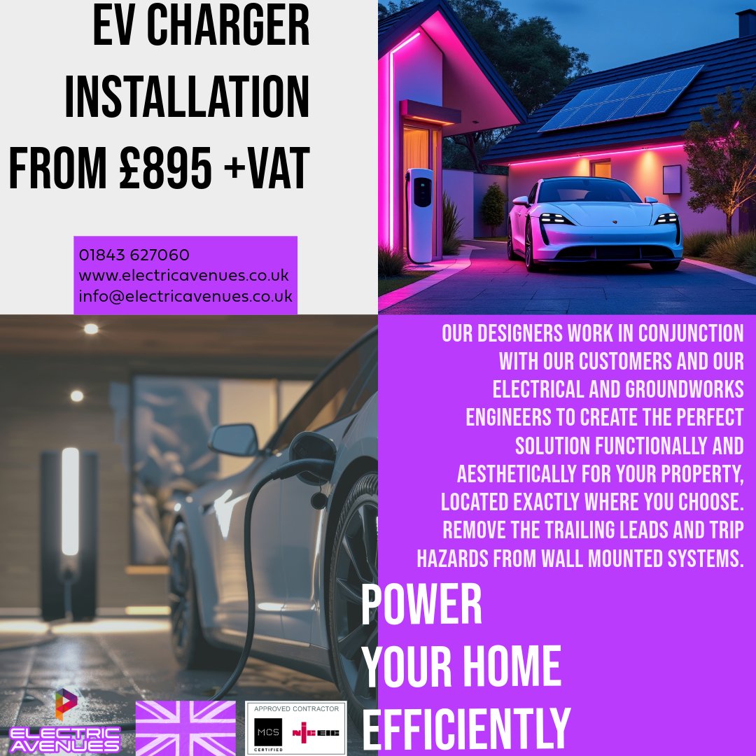 Charge up your journey with Electric Avenues! 🚗⚡️ Get your EV charger installed from just £895 and drive into the future with ease. #ElectricAvenues #EVCharging #SustainableLiving