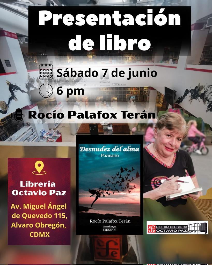 FCEMexico's tweet image. Ven a descubrir el poder de la poesía a través de las letras de #RocioPalafox 
Sábado 7 de junio a las 18:00 h desde la #LibreríaOctavioPaz 
Entrada libre.
#RepúblicaLectora