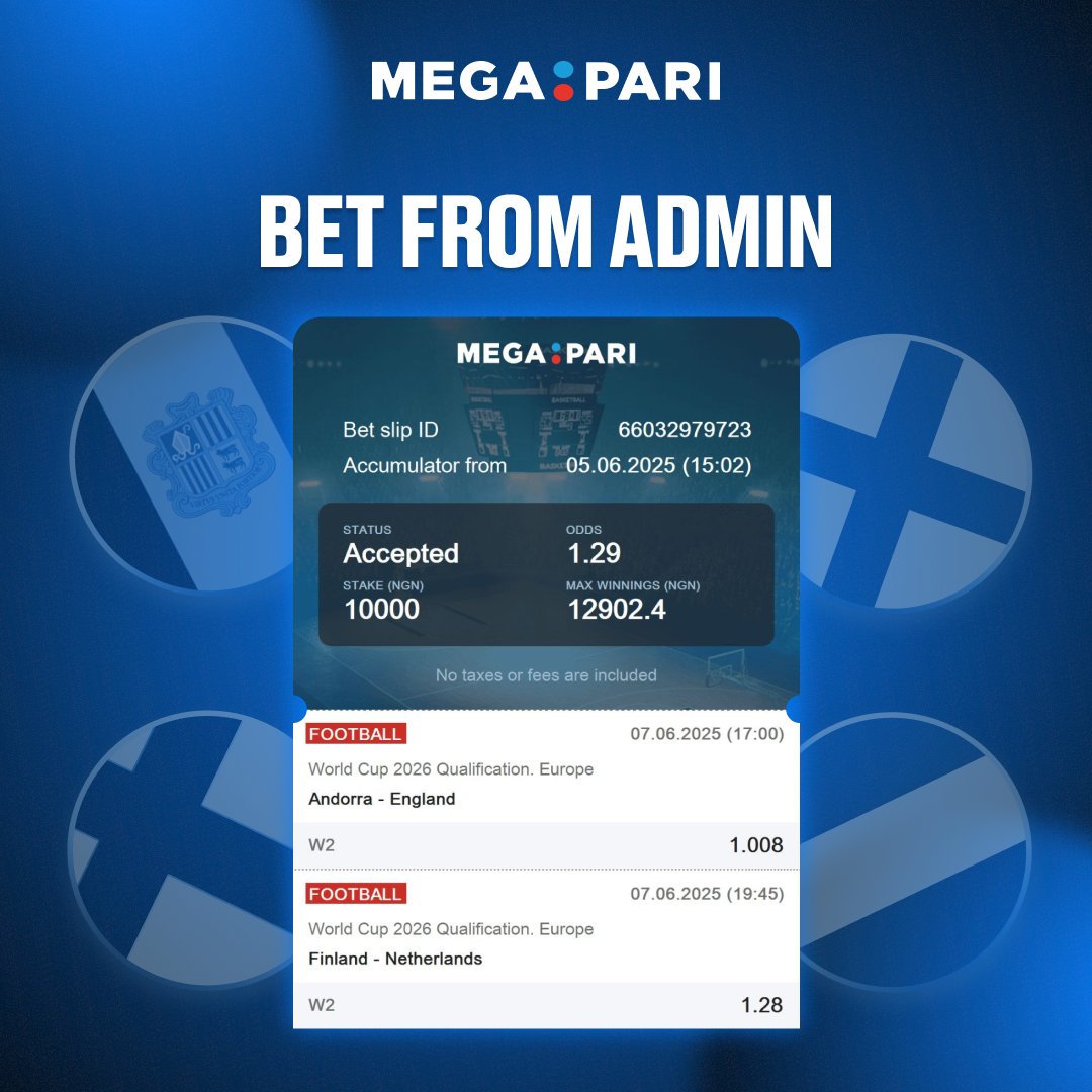 megapari_ngr's tweet image. 💸 BET FROM ADMIN IS LIVE! 💸

We’re putting our money where our mouth is! 🔥
Feeling lucky? Copy the slip and ride with us!

👉 Bet now on MEGAPARI megapari.media/4mOSM0f

#Megapari #BetFromAdmin #WorldCupQualifiers #BetAndWin