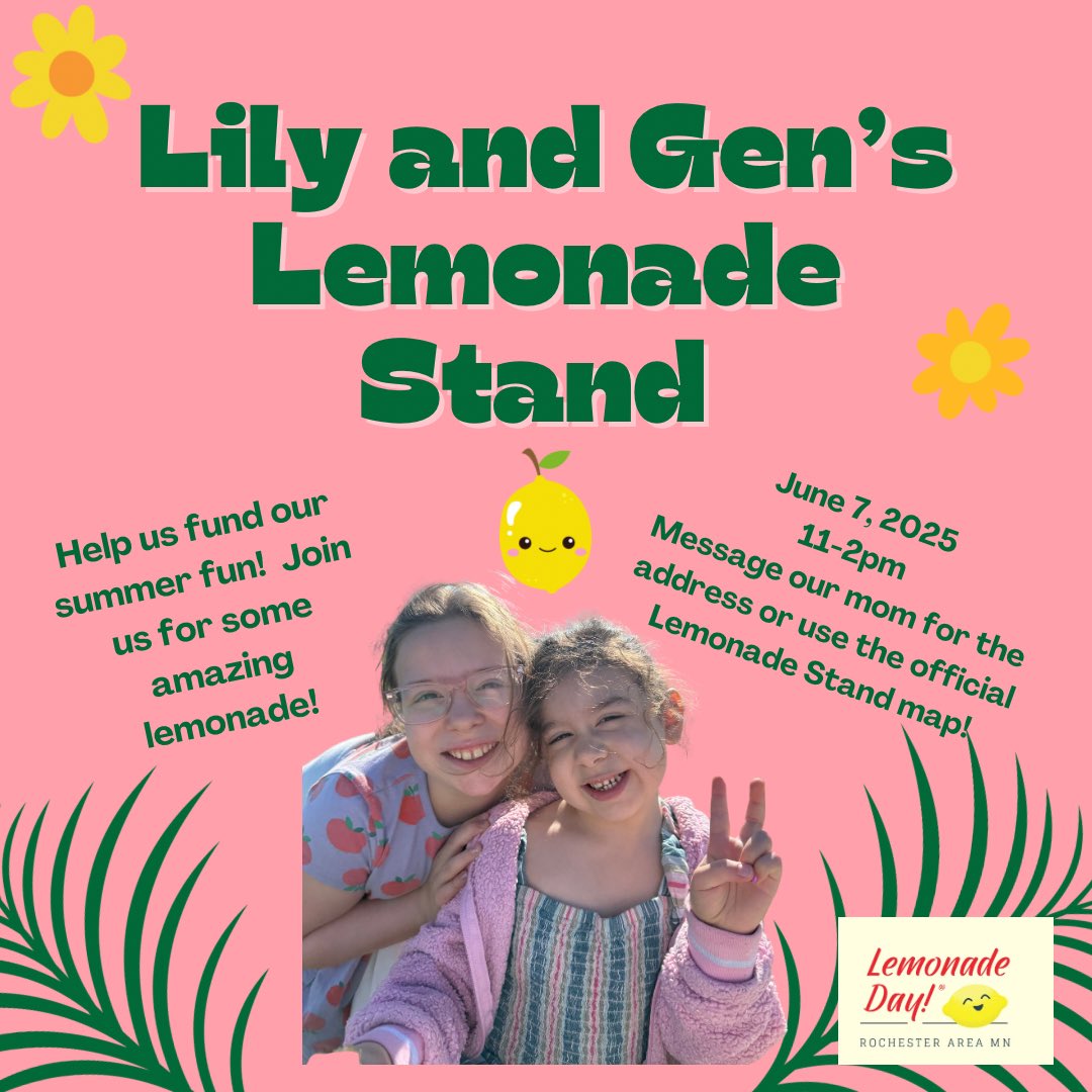 It’s Lemonade Day! If you are in Rochester, come visit us!