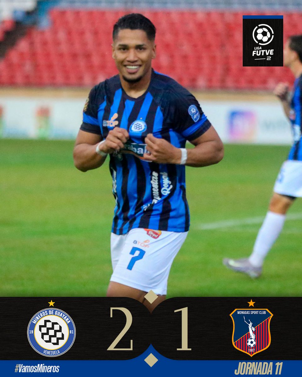 #LigaFutve2 <a href="/MinerosGuayana/">Mineros de Guayana</a> rompió una racha de siete partidos sin ganar -5 derrotas y 2 empates - al vencer por 2-1 al <a href="/Monagas_SC/">Monagas Sport Club</a> B <a href="/Balonazos/">BALONAZOS / Desde 2003</a> <a href="/TRKSports/">TRK Sports</a>
