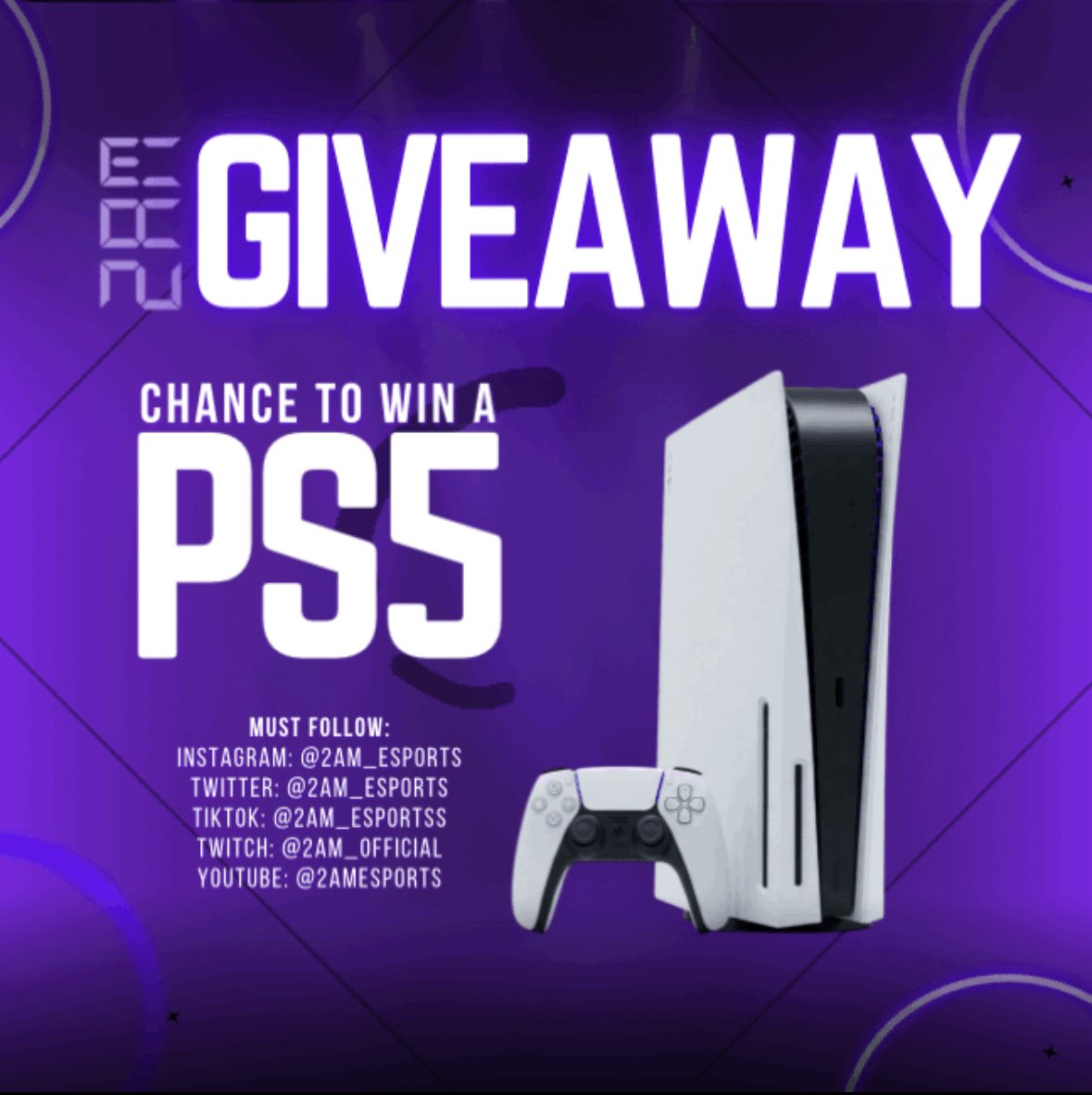 ☀️PS5 Giveaway!☀️

✅Steps:
- Follow <a href="/2AM_Esports/">2AM</a> <a href="/OBSBOT_Official/">OBSBOT</a> 
- ❤️+♻️(Like and Retweet)
- Tag 3 Friends🫂

🎯WINNERS ANNOUNCED 5/3/24🎯