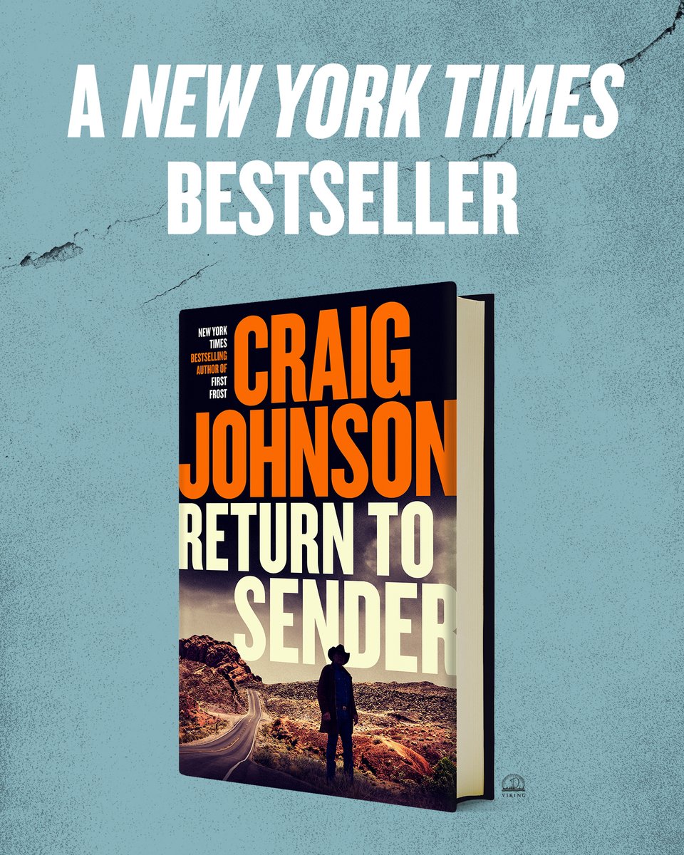 Viking Books (@vikingbooks) on Twitter photo RETURN TO SENDER, the 21st novel in Craig Johnson's (<a href="/ucrosspop25/">Craig Johnson</a>) Longmire Mystery series, is a New York Times Bestseller!
Start reading now 👉 bit.ly/458Tr6z RETURN TO SENDER, the 21st novel in Craig Johnson's (<a href="/ucrosspop25/">Craig Johnson</a>) Longmire Mystery series, is a New York Times Bestseller!
Start reading now 👉 bit.ly/458Tr6z