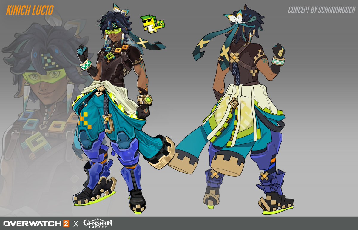 scharamouch9's tweet image. Overwatch X Genshin impact fan collab pt.5
Kinich Lucio🦖
Really enjoyed designing this one! 
Any suggestions for the next one? 👀

#GenshinImpact #Overwatch2 #Kinich #Lucio
