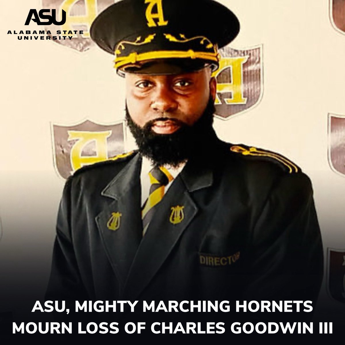 It is with profound sadness that we announce the passing of Charles Goodwin III, an assistant director of the Mighty Marching Hornets. His passion, leadership and dedication to ASU’s musical excellence left an indelible mark on generations of students and the Hornet Nation.