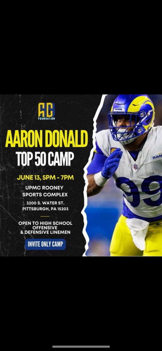 Jay17551999's tweet image. Thank you @7Twice for the invite to Aaron Donald’s Top 50 camp!!!