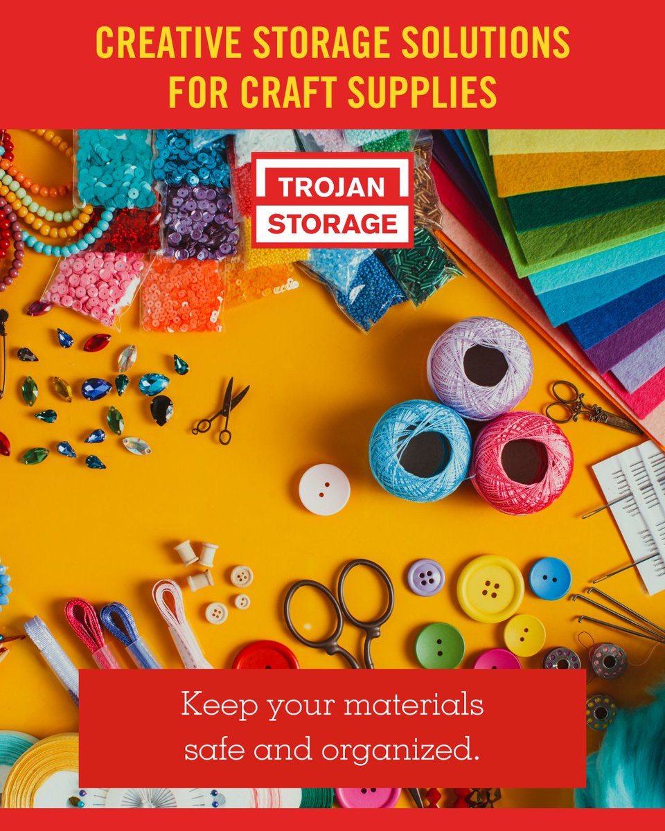 TrojanStorage's tweet image. Are your craft supplies taking over your home? 🎨

#TrojanStorageHacks #CityLiving #SpaceSolutions #TrojanStorage #OrganizeWithTrojan #TrojanStorageNearMe #WestCoastStorage #StorageSolutionsIllinoisToWashington #MoveInSpecials #DeclutterWithTrojan