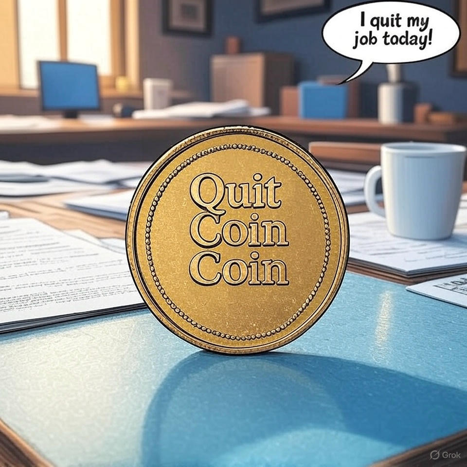 Ralphboy25's tweet photo. @_Quitcoincrypto @Quitcoincrypto "Just earned my #QuitCoin after quitting my job today! 🎉 Freedom feels good—until Monday hits! 😂 #MemeCoin #QuitLife #Humor" https://t.co/VIvr94PCwx