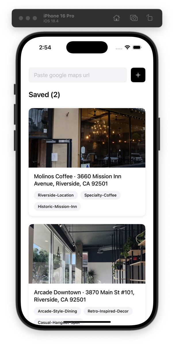 hariamogh's tweet image. Couldn't find a good app to save all the restaurants I want to try. So I’m vibe-coding my own with smart tags by AI.