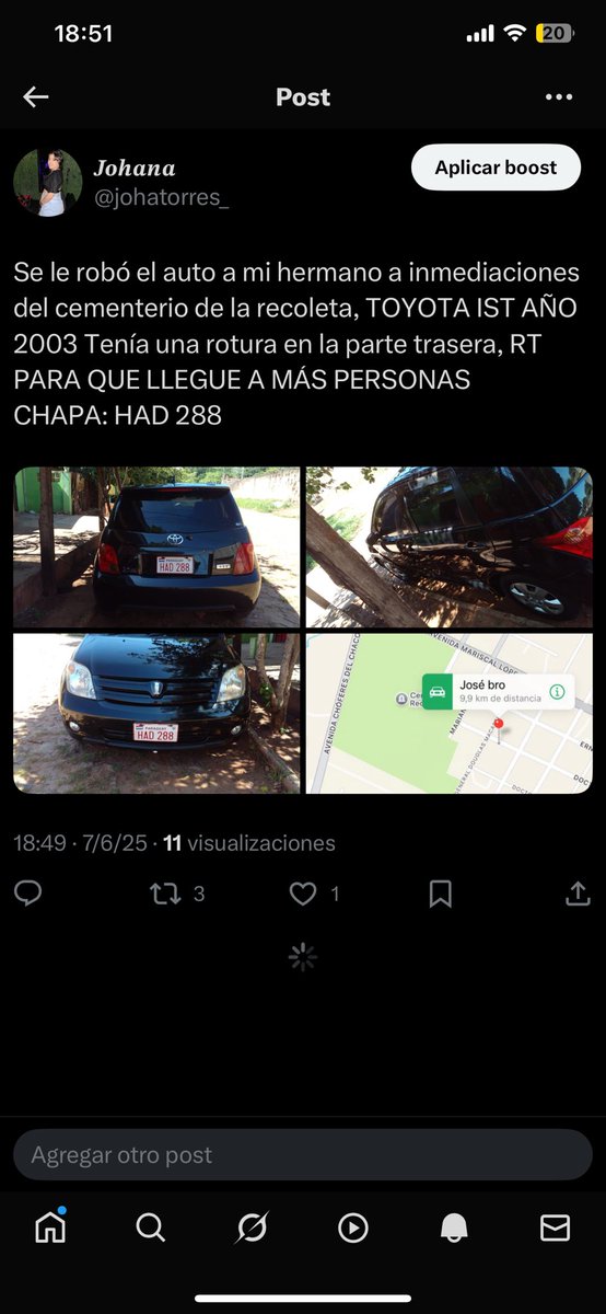 johatorres_'s tweet photo. ESTOY HARTA de estos bandidos que roban autos, Y QUE NUNCA PUEDAS RECUPERAR a no ser que trances con la policía, segunda vez que se le roba a mi hermano, NO PUEDE SER, sinceramente una vergüenza este país y las inseguridades que uno tiene que vivir, VAMOS A ESTAR PEOR https://t.co/arXvXTuNkV