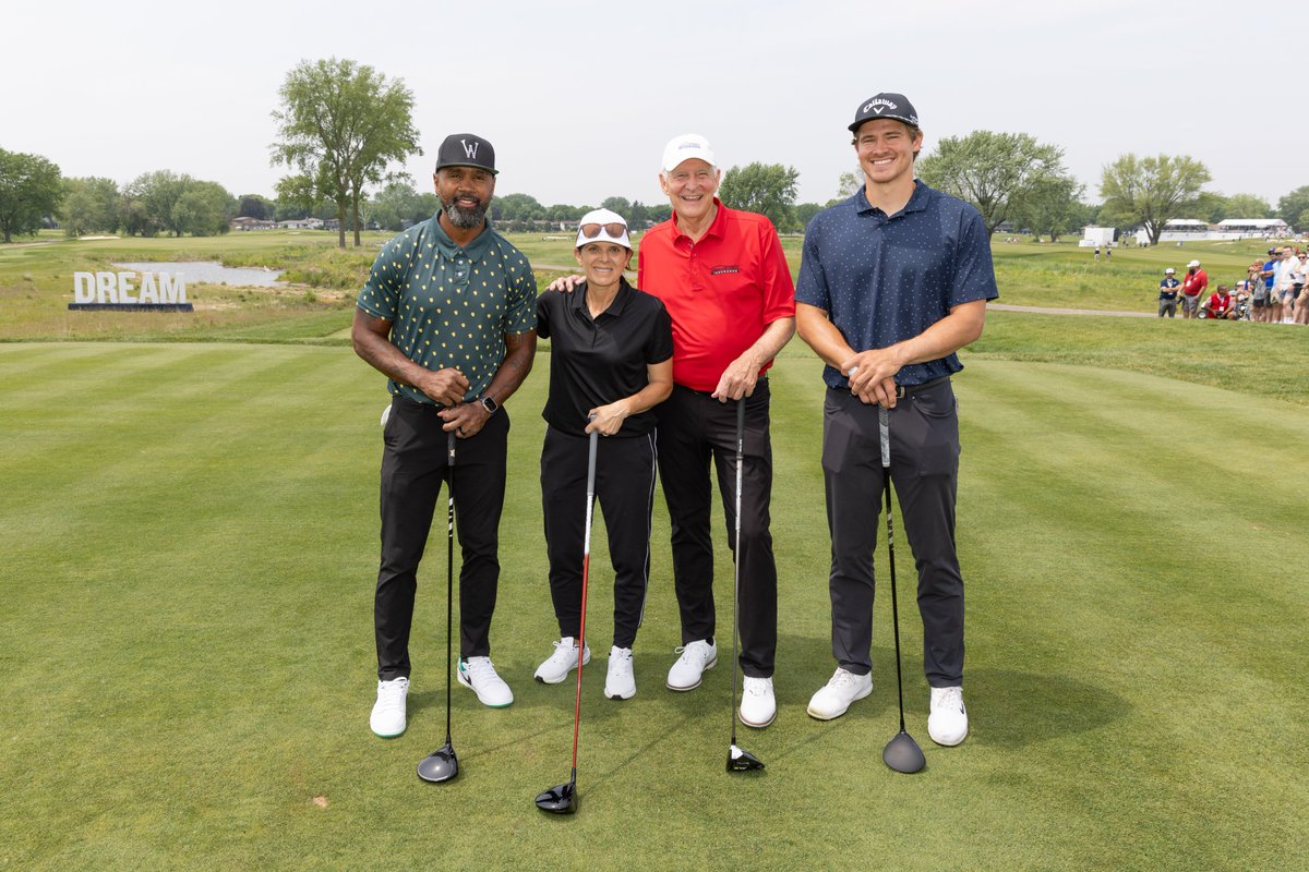 amfamchamp's tweet image. Team North-Hamm defeated Team Herbert-Woodson in Saturday&apos;s #AmFamChamp Celebrity Foursome. 

A $25,000 donation from the @StrickerFNDN will be made in the winner&apos;s name to the American Family Children&apos;s Hospital. 💙❤️