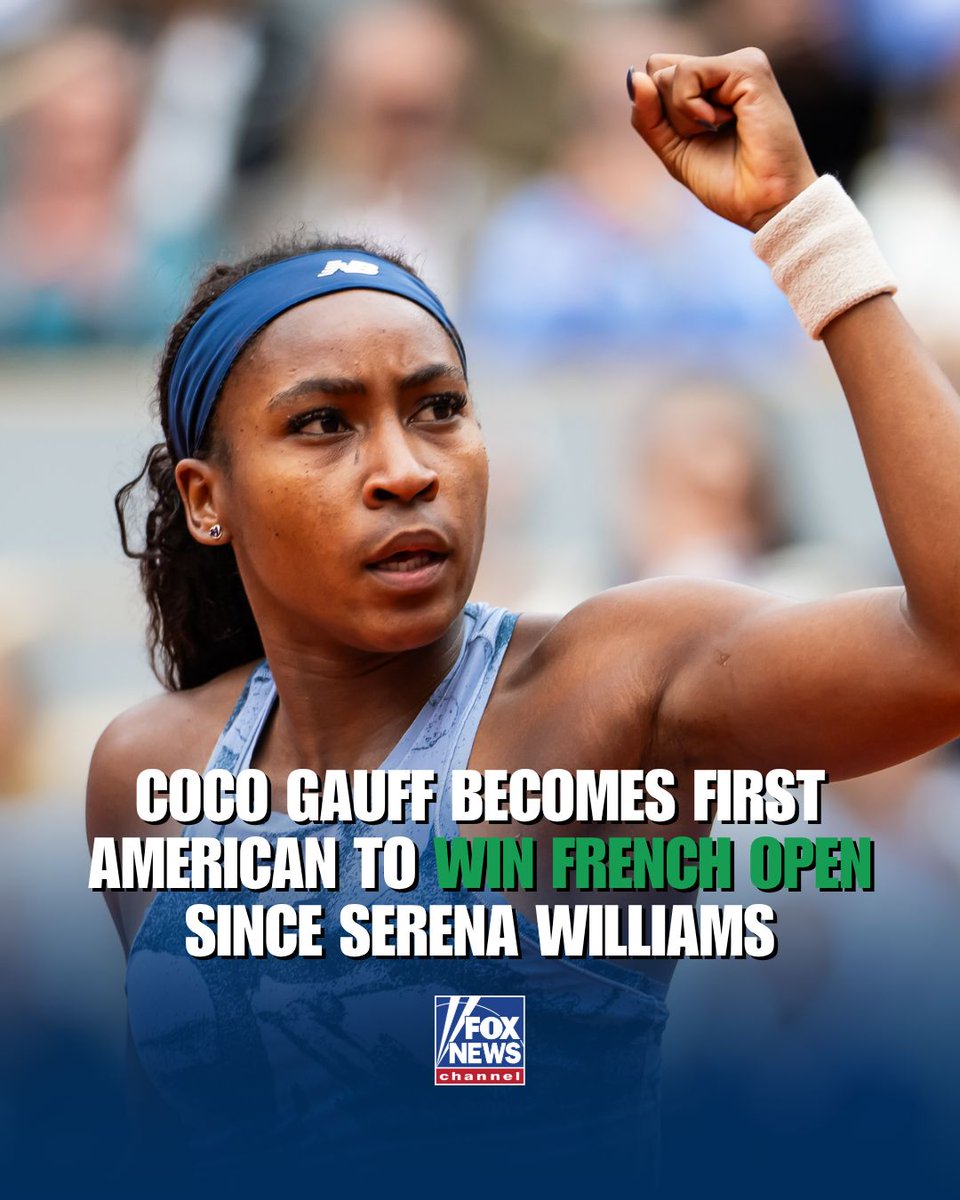 Fox News (@foxnews) on Twitter photo American tennis star <a href="/CocoGauff/">Coco Gauff</a> claimed her second career Grand Slam singles title and her first at Roland Garros after defeating top-ranked women’s tennis pro Aryna Sabalenka in the French Open final. American tennis star <a href="/CocoGauff/">Coco Gauff</a> claimed her second career Grand Slam singles title and her first at Roland Garros after defeating top-ranked women’s tennis pro Aryna Sabalenka in the French Open final.