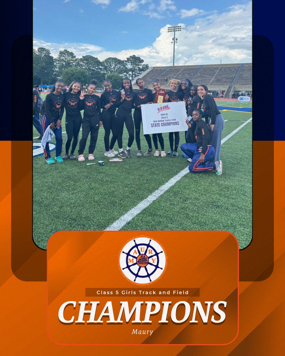 VHSL_'s tweet photo. Congratulations to Maury on winning the Class 5 Girls Outdoor Tack and Field Championship https://t.co/FqEu8JasmE