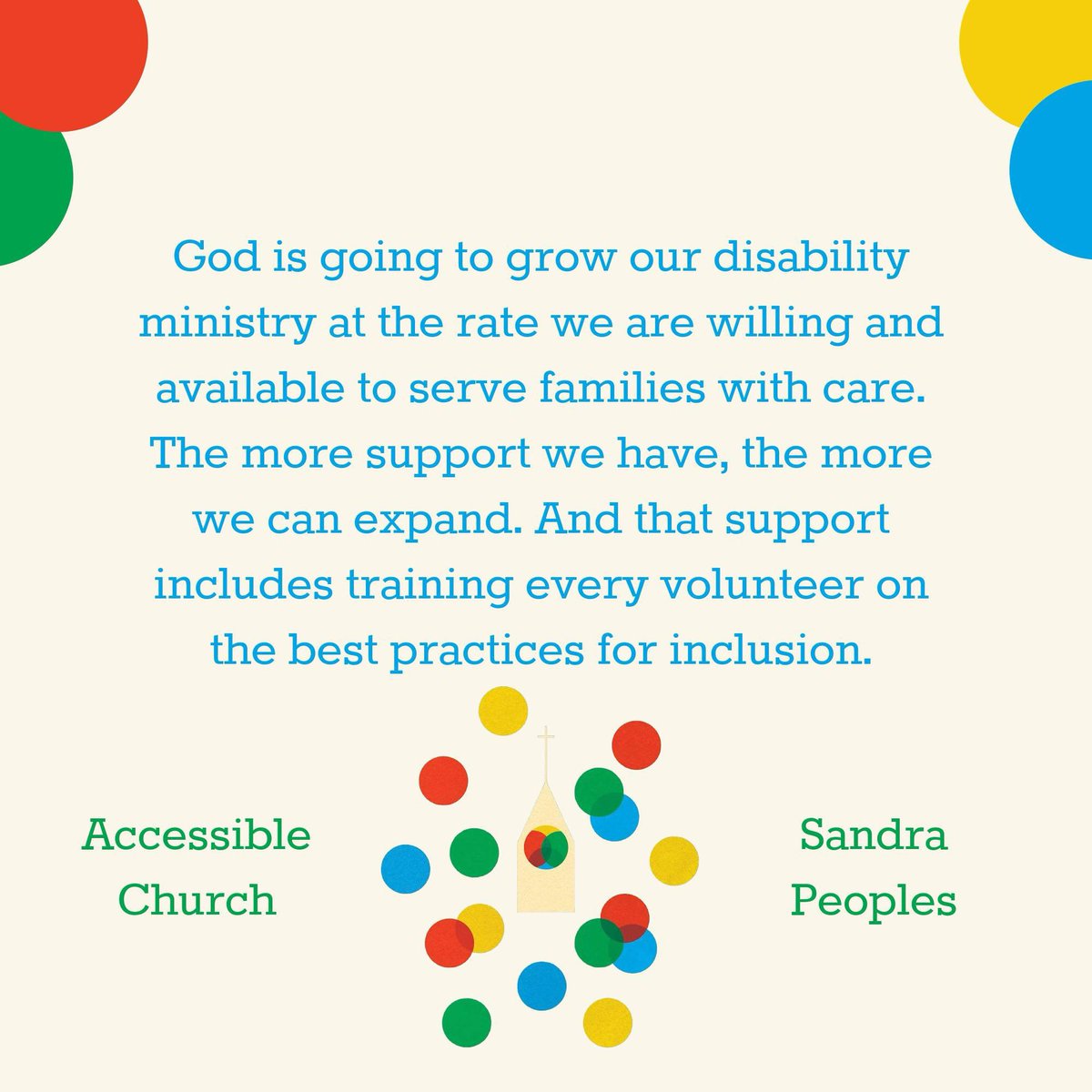 Chapter 4 of Accessible Church covers how to build your disability ministry team. Everyone has a role in accessibility, and you can be ready to train and empower them! 

Preorder your copy here from <a href="/crossway/">Crossway</a>: crossway.org/books/accessib…