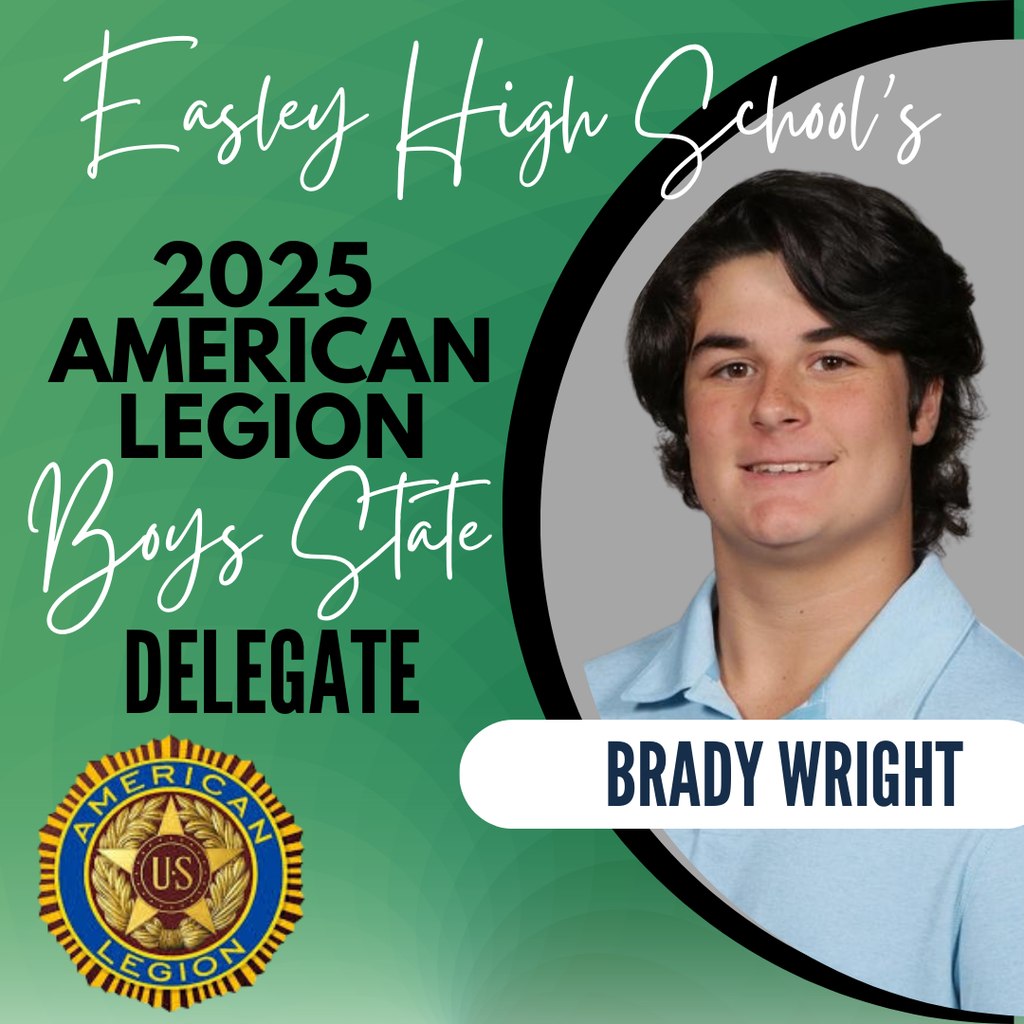 Brady Wright (@brady_wright_44) on Twitter photo Thankful for the opportunity to represent Easley High School this coming week at Palmetto Boys State! Looking forward to learning and growing off the field as well! <a href="/EHS_GamedayLIVE/">EHS_Gameday</a> <a href="/easley_baseball/">Easley Baseball</a> <a href="/FootballEasley/">Easley Football</a> <a href="/SCBoysState/">Palmetto Boys State</a> Thankful for the opportunity to represent Easley High School this coming week at Palmetto Boys State! Looking forward to learning and growing off the field as well! <a href="/EHS_GamedayLIVE/">EHS_Gameday</a> <a href="/easley_baseball/">Easley Baseball</a> <a href="/FootballEasley/">Easley Football</a> <a href="/SCBoysState/">Palmetto Boys State</a>