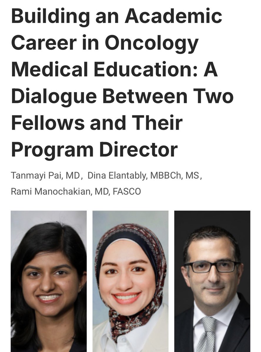 Rami Manochakian MD, FASCO Cancer Education (@rmanochakian) on Twitter photo 🔥🚨Hot off the press
JUST published <a href="/ASCO/">ASCO</a> #Connection
An article on:
“Building an #AcademicCareer in #OncologyEducation”
#Dialogue between 2 OUTSTANDING #Fellows in our program <a href="/MayoClinic/">Mayo Clinic</a>, Drs #Pai & <a href="/DinaElantably/">Dina Elantably, MD, MS</a> & me (a PROUD #ProgramDirector)
👇🏻
connection.asco.org/do/building-ac… 🔥🚨Hot off the press
JUST published <a href="/ASCO/">ASCO</a> #Connection
An article on:
“Building an #AcademicCareer in #OncologyEducation”
#Dialogue between 2 OUTSTANDING #Fellows in our program <a href="/MayoClinic/">Mayo Clinic</a>, Drs #Pai & <a href="/DinaElantably/">Dina Elantably, MD, MS</a> & me (a PROUD #ProgramDirector)
👇🏻
connection.asco.org/do/building-ac…