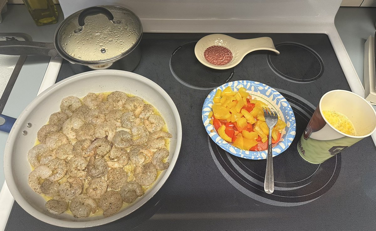 Almost dinner time. Shrimp, rice, veggies and farm fresh eggs!

Who’s ready?