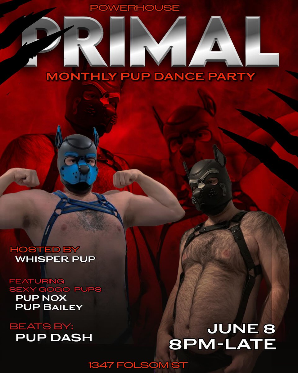 Triple Header Saturday:  1st up ArtFactory at 5pm followed by Welcome Home from IML Tracii R More and late night POWERBLOUSE features Matthew Micheals getting GORGOUS...Sunday is PRIMAL...let your fur fly!