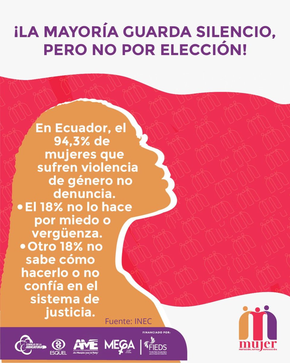 Proyectomujerec's tweet photo. Esta realidad debe cambiar. #ProyectoMUJEREC trabaja en un nuevo modelo de atención para víctimas de violencia basada en género. Proyecto ejecutado en consorcio por @CJudicaturaEc @FundacionEsquel @AMEcuador @MEGA_MujeresEC , financiado por @FIEDSprograma https://t.co/gyuz6d140f