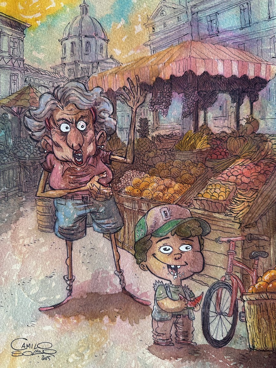camilosolano's tweet image. Entrei na feira da fruta. Aquarela. Mais envolvido com essa técnica a cada pincelada. Materiais são da Papelaria Universitária, que é a minha grande parceira. #aquarela