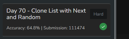 luvNyu102's tweet photo. ✅ Day 70 of GFG160 Days of Problem Solving! 🧠🔁

Cloned a tricky linked list with random pointers!
No shallow copies—only deep precision 🎯
Map-based cloning magic 🗺️✨
OG list untouched, copy exact!
TC: O(n) | SC: O(1)  

#gfg160 #geekstreak2025 #linkedlist #deepcopy #dsa https://t.co/yOjK1VSPz6
