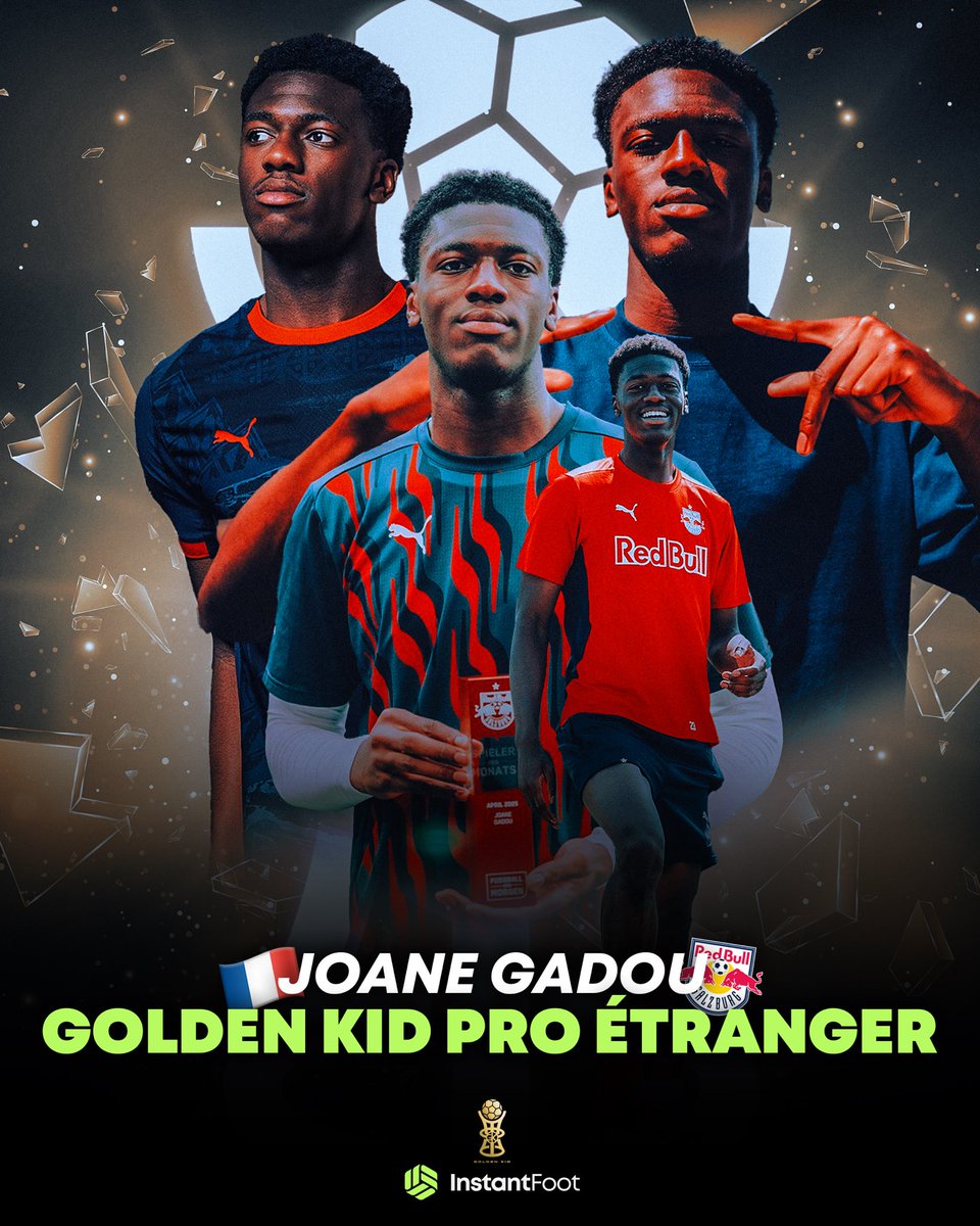 lnstantFoot's tweet photo. 🚨 𝗢𝗙𝗙𝗜𝗖𝗜𝗘𝗟 ! JOANE GADOU 𝗥𝗘𝗠𝗣𝗢𝗥𝗧𝗘 𝗟𝗘 𝗧𝗥𝗢𝗣𝗛𝗘́𝗘 𝗚𝗢𝗟𝗗𝗘𝗡 𝗞𝗜𝗗 𝗣𝗥𝗢 𝗘́𝗧𝗥𝗔𝗡𝗚𝗘𝗥 ! 💎

Le trophée récompense les U19 français évoluant en professionnel à l'étranger. 🇫🇷🛫

L'ex défenseur du PSG casse la baraque du côté du RB Salzbourg en Autriche, ce qui lui vaut d'être récompensé ce soir. 🇦🇹🧱

Il participera cet été à la CDM des Clubs avec son club. 🌎