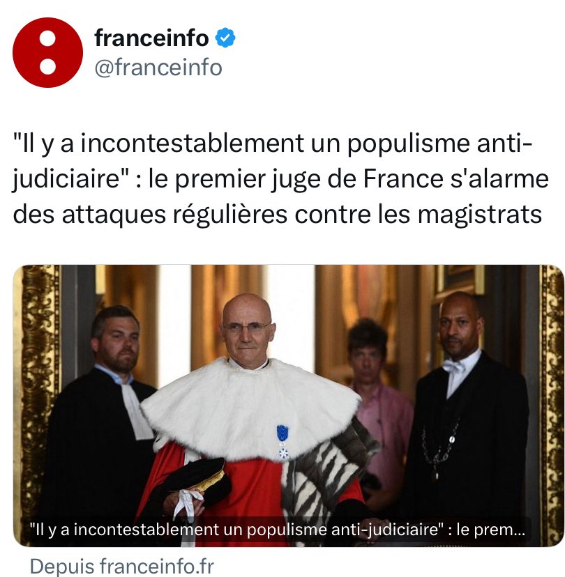 À part Vichy, c’est déjà arrivé un gouvernement illégitime dont le ministre de l’intérieur et celui de la justice sont en guerre contre l’état de droit ?
l.franceinfo.fr/jh