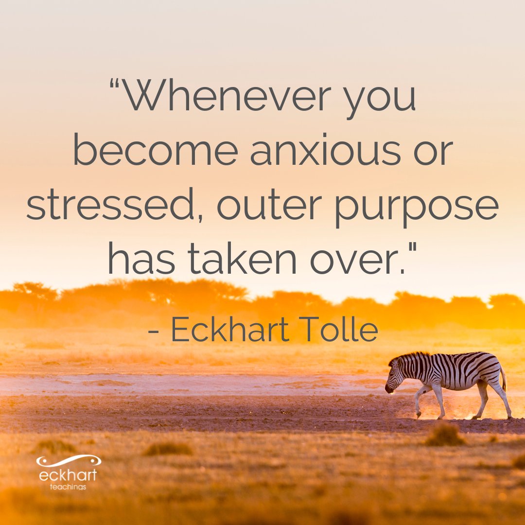 “Whenever you become anxious or stressed, outer purpose has taken over." - Eckhart Tolle