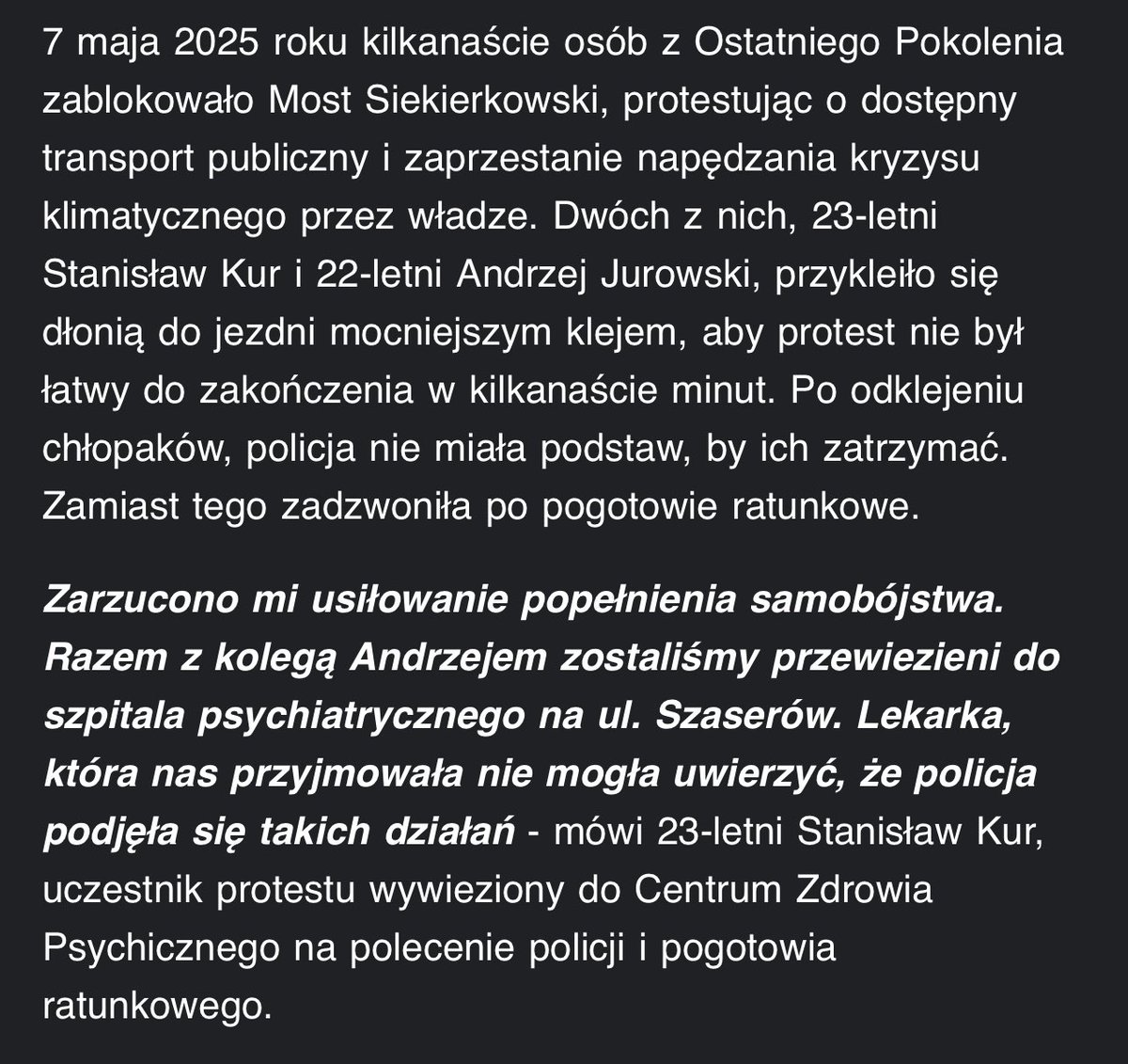 Grzegorz Chocian (@gchocian) on Twitter photo UWAGA! Ostatnie Pololenie ma problem! Po moim udziale w <a href="/PolsatNewsPL/">PolsatNews.pl</a> #LepszaPolska <a href="/DorotaGawryluk/">Dorota Gawryluk</a> dot blokad dróg dostałem serię gróźb. Wczoraj pozn. akta sprawy ⬇️ i muszę przyznać, że wcale mnie nie dziwi info <a href="/wjakobik/">Wojciech Jakóbik</a>, iż <a href="/PolskaPolicja/">Polska Policja 🇵🇱</a> kieruje ich na bad. psychiatryczne. UWAGA! Ostatnie Pololenie ma problem! Po moim udziale w <a href="/PolsatNewsPL/">PolsatNews.pl</a> #LepszaPolska <a href="/DorotaGawryluk/">Dorota Gawryluk</a> dot blokad dróg dostałem serię gróźb. Wczoraj pozn. akta sprawy ⬇️ i muszę przyznać, że wcale mnie nie dziwi info <a href="/wjakobik/">Wojciech Jakóbik</a>, iż <a href="/PolskaPolicja/">Polska Policja 🇵🇱</a> kieruje ich na bad. psychiatryczne.