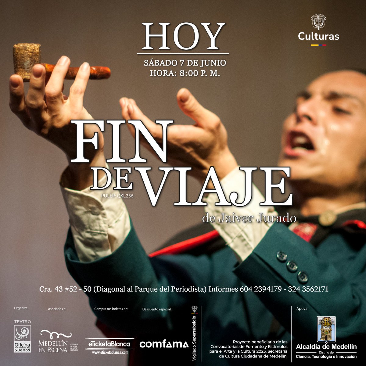 🎭 Los poetas ya están listos… ¿y vos?

Silva, Barba Jacob, De Greiff, Arango y Carranza ya están en escena, esperando que te sumés a este viaje donde la poesía se vuelve teatro.

🎫 Comprá tu boleta con tiempo…
¡Los asientos son pocos y los poetas impacientes!

 #VamosATeatro