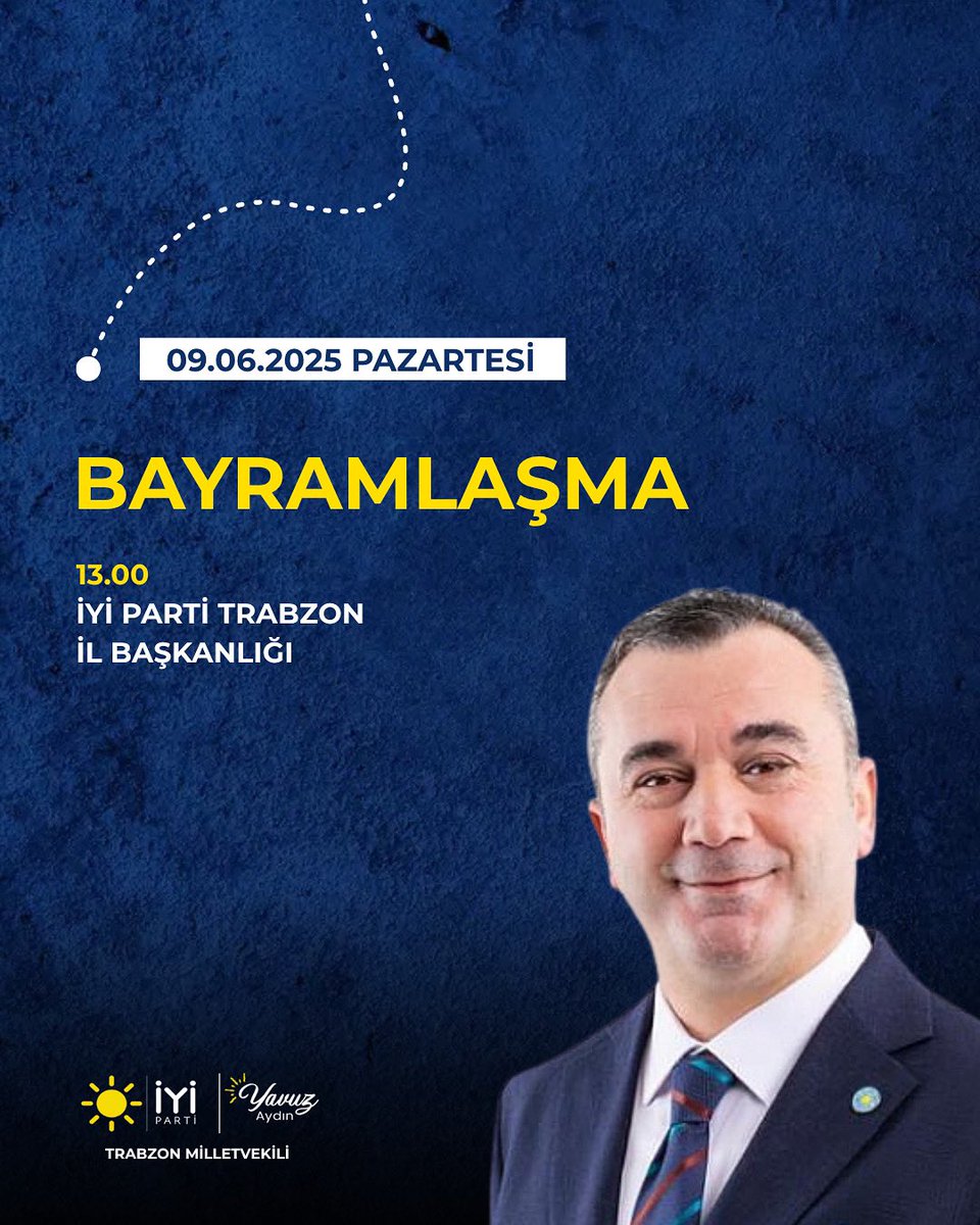 📍9 Haziran Pazartesi günü saat 13.00’te, İYİ Parti Trabzon İl Başkanlığımızda bayramlaşmak üzere bir araya geliyoruz. 

Tüm hemşehrilerimiz davetlidir.
