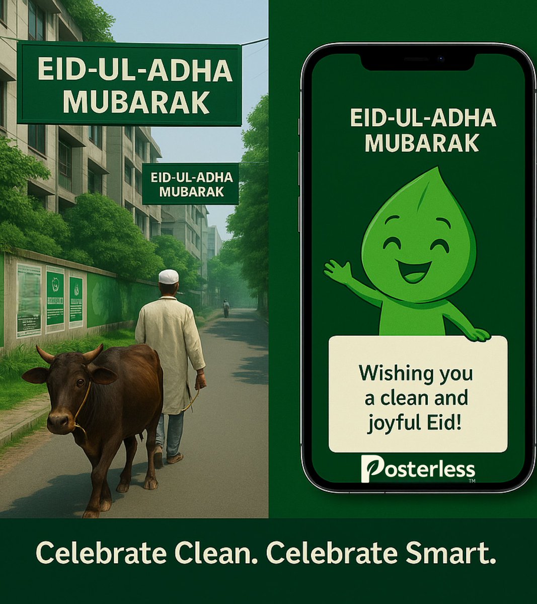 posterless's tweet photo. 🌙 Celebrate Clean. Celebrate Smart.
Let tradition meet technology — the Posterless way.
🕋 Postu™ wishes you a clean, green, and joyful Eid-ul-Adha.

🔖 #EidMubarak2025 #PosterlessEid #CelebrateWithPostu #EcoEid
#CleanCelebration #SmartGreetings #NoMoreBanners https://t.co/wajROErCPu