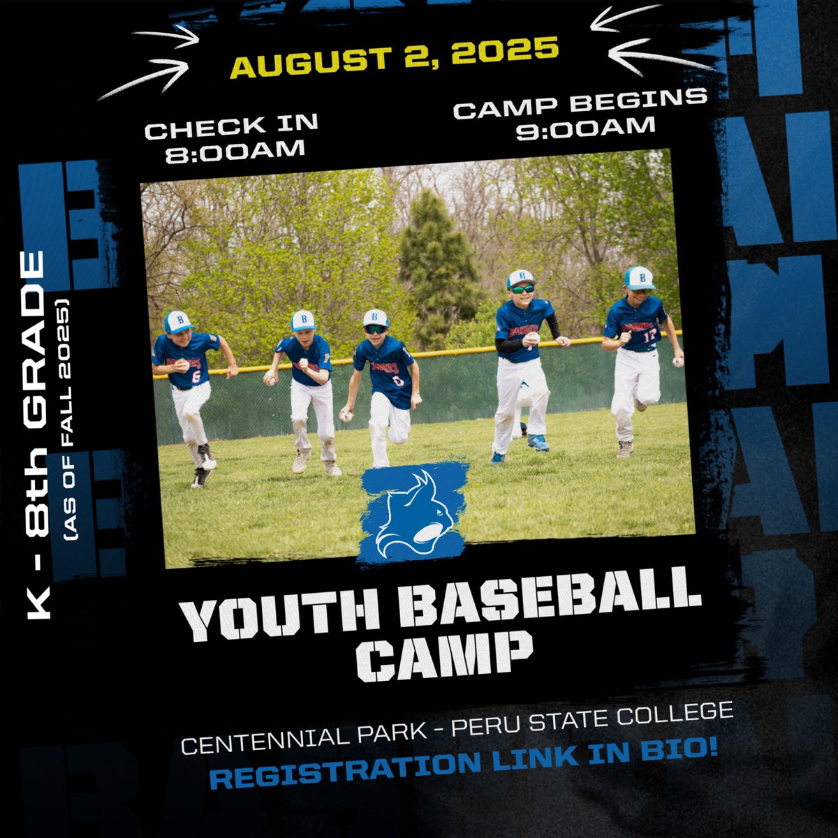 baseball.perustatecamps.com

Join us and our Coaching staff for our 2025 Youth Camp!  Sign up to secure your spot in working out with the Peru State Baseball staff, Peru State Facilities, and experience a day in the life of a Bobcat Baseball player.  Spots are still available!