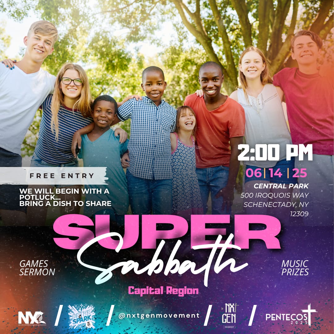 schenectadysda's tweet photo. Super Sabbath is coming to the Capital Region! 🗓️ Join us Saturday, June 14, 2025, for worship, fellowship &amp; revival. Don't miss it! #SuperSabbath2025 #sda #capitalregion https://t.co/DoIrnUiV11