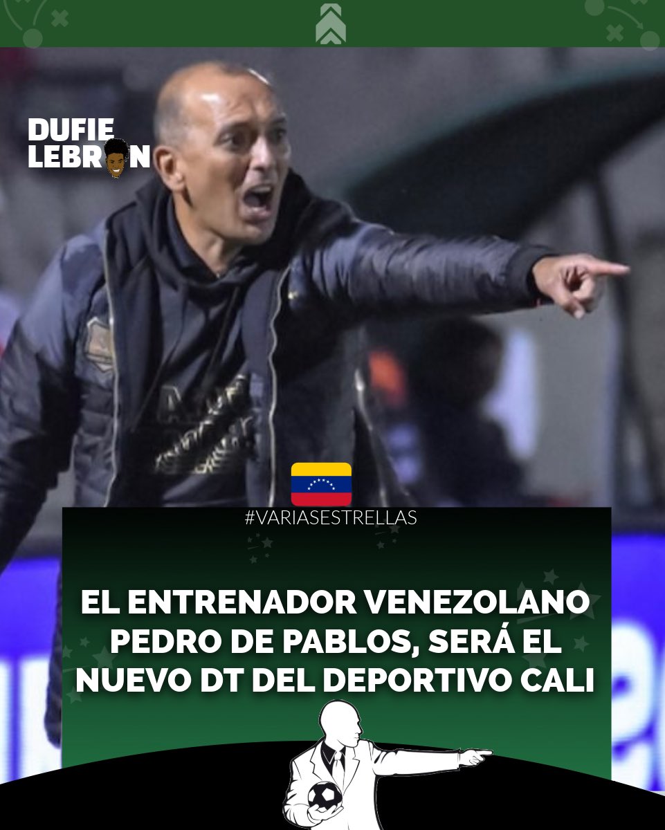 🇻🇪
PEDRO DE PABLOS! 
De no ocurrir nada extraño, el nuevo entrenador del Deportivo Cali será el venezolano Pedro de Pablos. 
#DufieLebron #BandaDeportiva