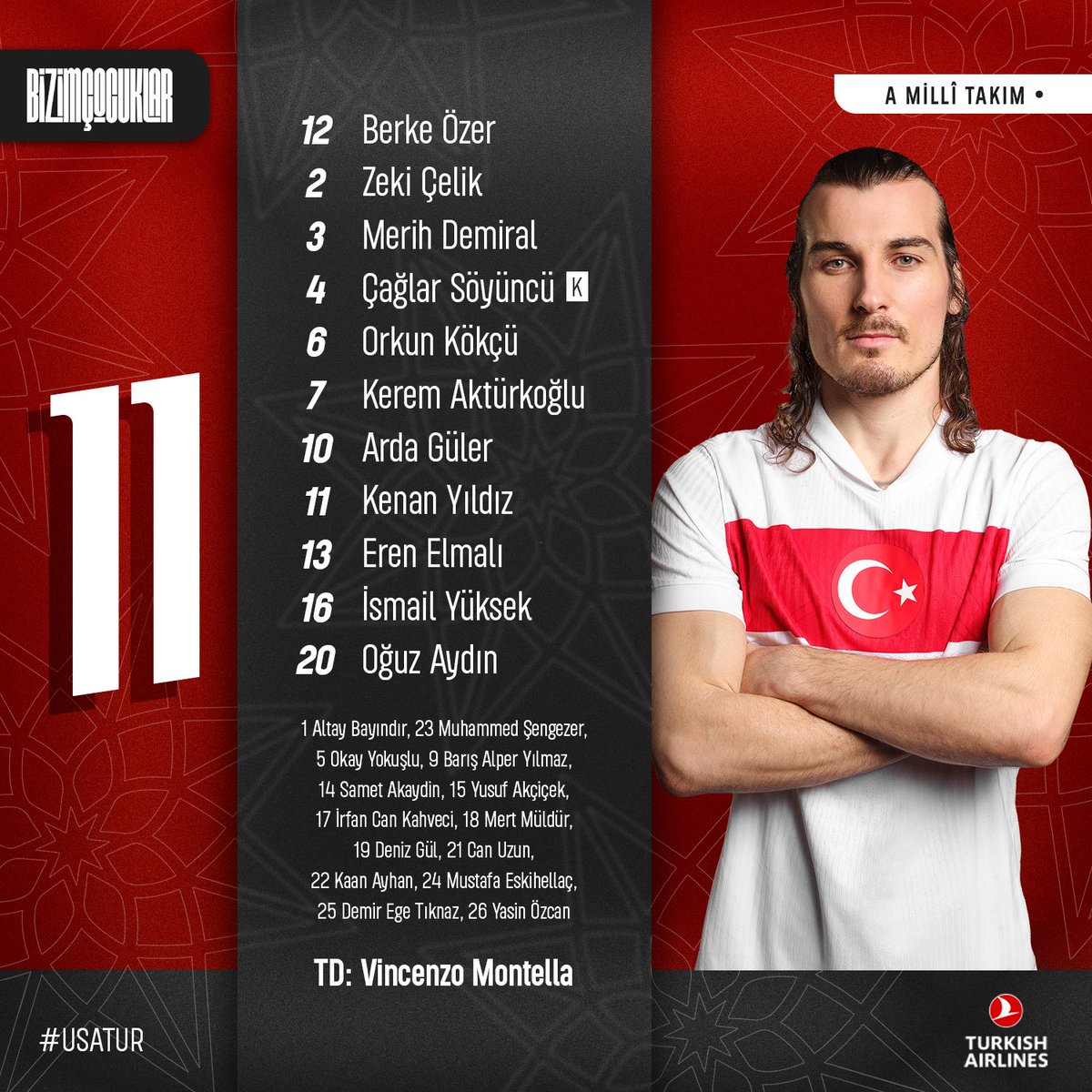 🇹🇷 Milli Takımımızın, ABD karşısındaki ilk 11'i belli oldu.