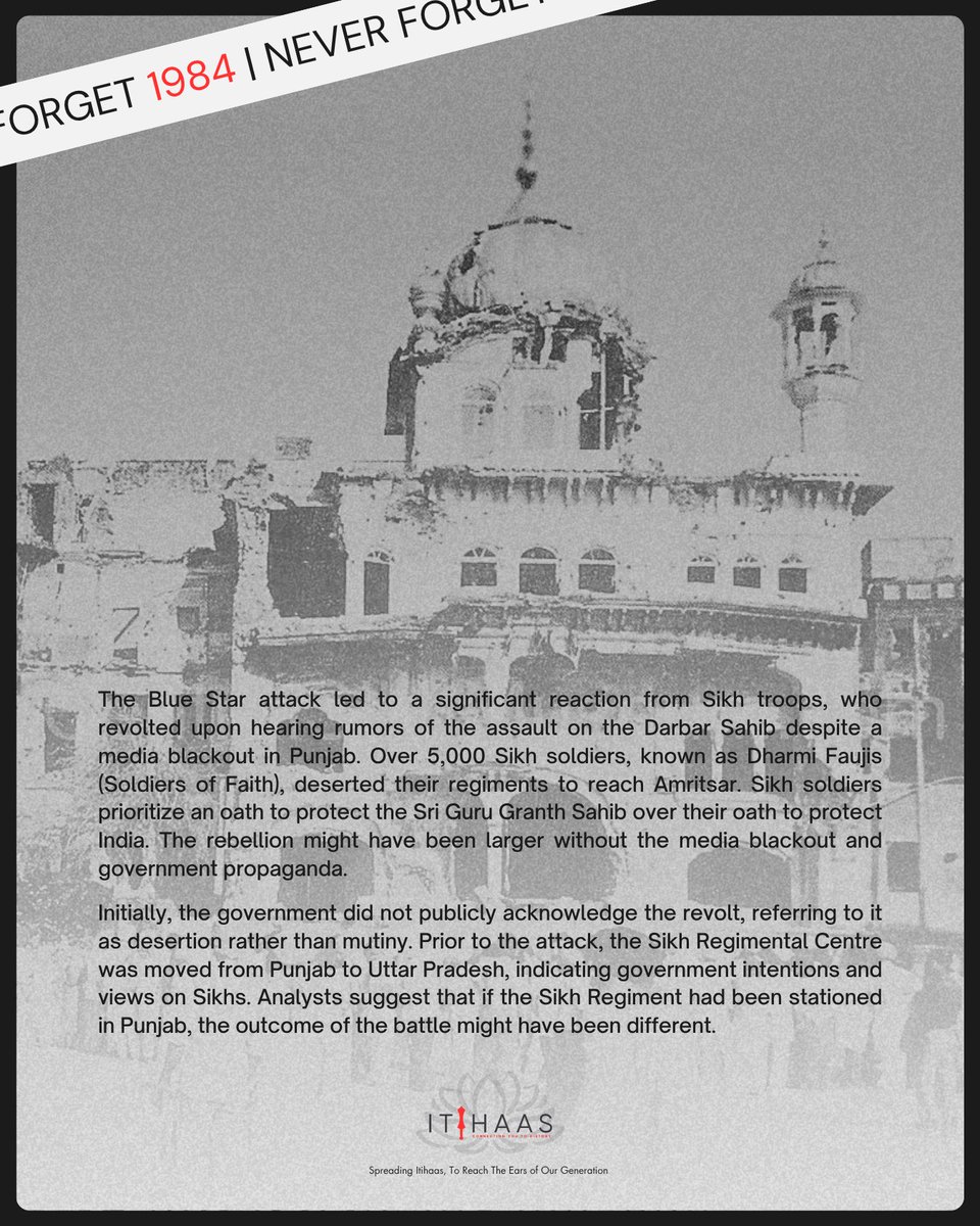 itihaas_th's tweet photo. 8th June,1984
GHALLUGHARA 1984 - #10DaysofTerror
.
For five days the Panjab has been cut-off from the rest of the world.
#TodayInHistory #India #Punjab #History #Massacre #Genocide #IndiraGandhi #Punjab1984 #Sikhs #ShabegSingh #Terror #Amritsar #OperationBlueStar #IndianArmy https://t.co/V3msAX9QVd
