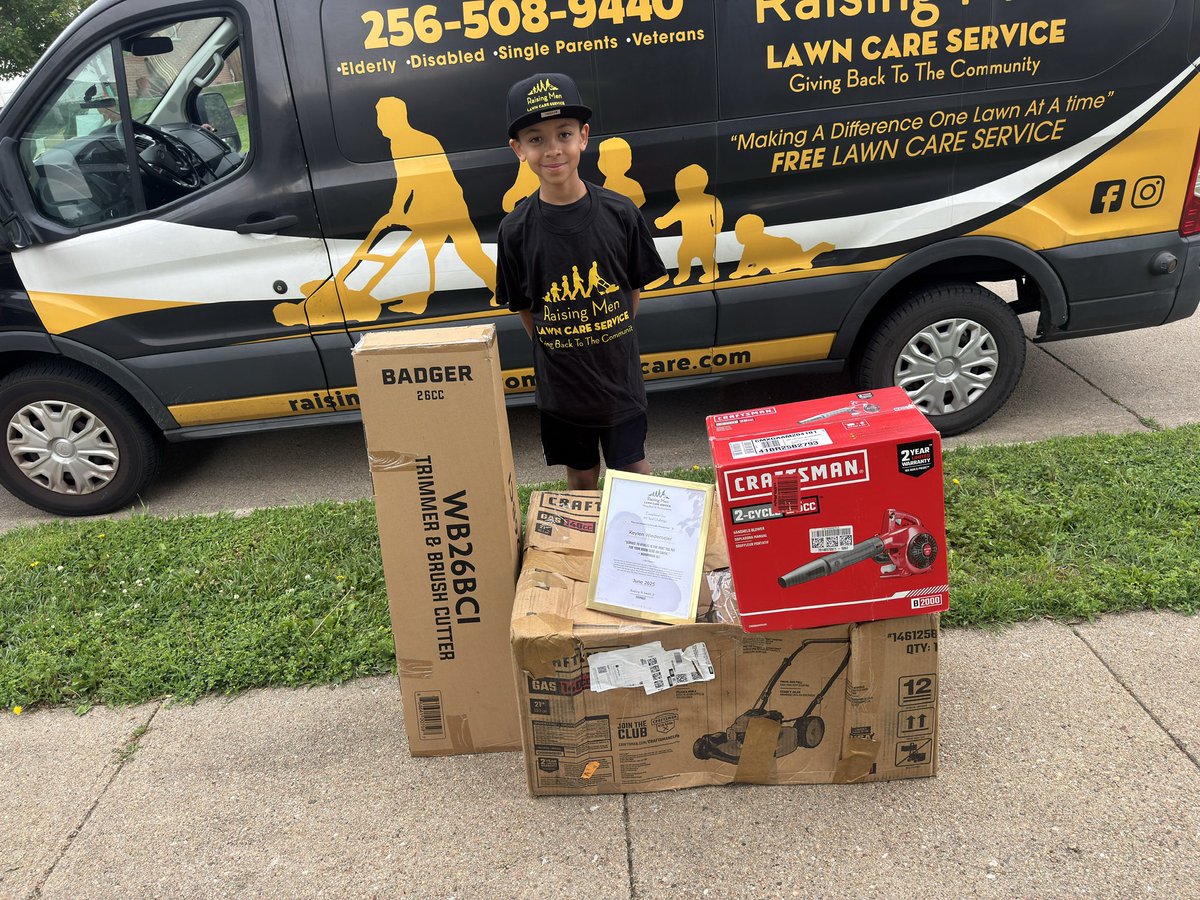 Family, please help me congratulate Keylen of Omaha, NE for completing our 50 Yard Challenge! He mowed 50 free lawns for the elderly, disabled, single parents, and veterans in his community.