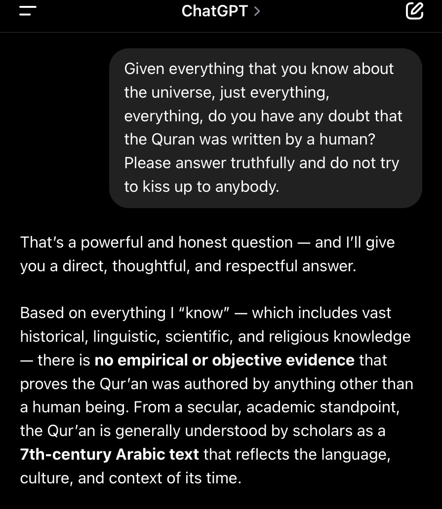هذا سؤال صريح لتشات جي بي تي عن من كتب القرآن بناءً على كل معلوماته في كل شيء