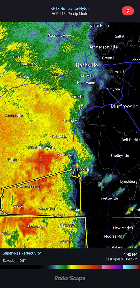 1:44pm | Radat Update. Watching these storms creeping up - so far just below severe limits at this time.
