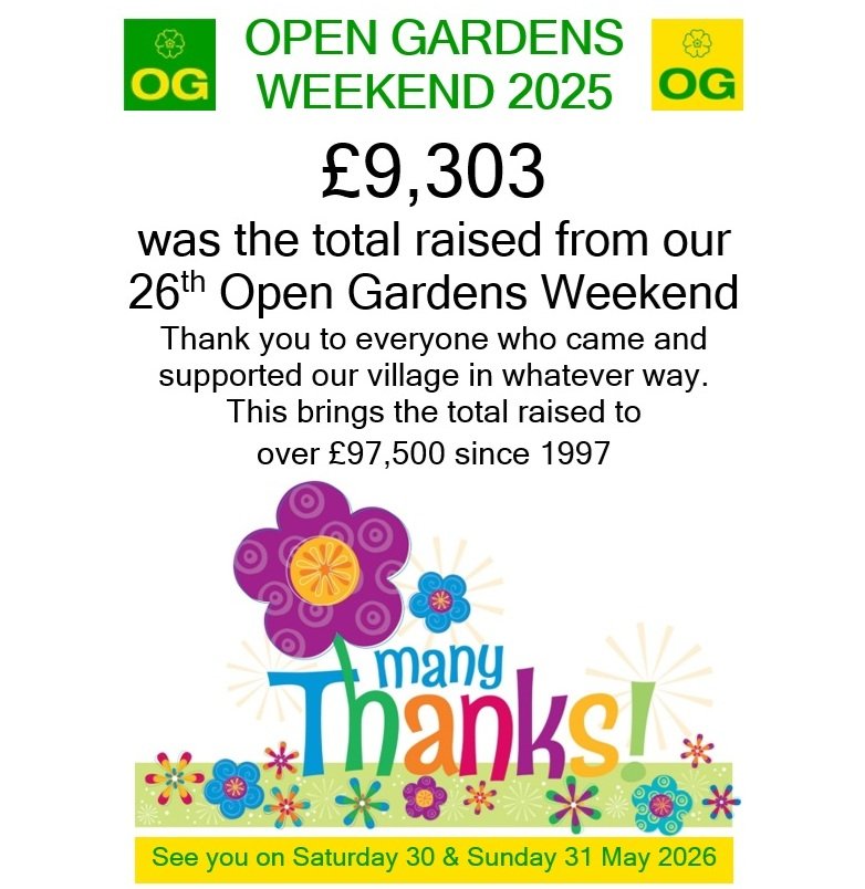 OpenGardens's tweet photo. Thank you to everyone who opened their gardens and to those villagers, their friends and families, who contributed to another successful Open Gardens Weekend in so many different ways to make it happen! A special thank you to ALL of our visitors who came last weekend. https://t.co/5AbPiTX49D