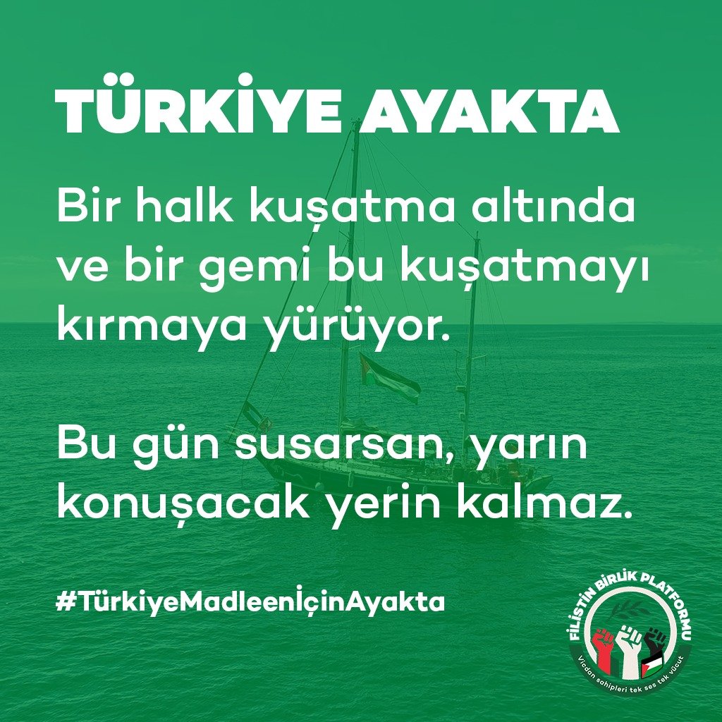 agd_sariyer's tweet photo. Madleen Gemisi’ne yapılacak saldırıyı engellemenin yolu
şu an dijital alanda vereceğimiz toplumsal refleksle olacak.

Bu gemiye yapılacak saldırının karşısında bir halk var.

#TürkiyeMadleenİçinAyakta
#TürkiyeMadleenİçinAyakta
#TürkiyeMadleenİçinAyakta https://t.co/iCREjBzxge