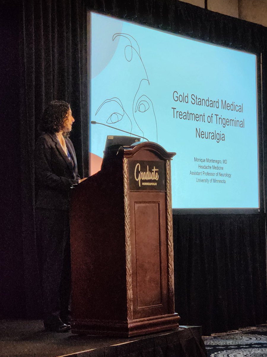 Dr Monique Montenegro of <a href="/UMNNeurology/">UMN Department of Neurology</a> discussing the gold standard for medical management of trigeminal neuralgia at the Facial Pain Association conference. #facepain #headache <a href="/facialpainassoc/">Facial Pain Association</a>
