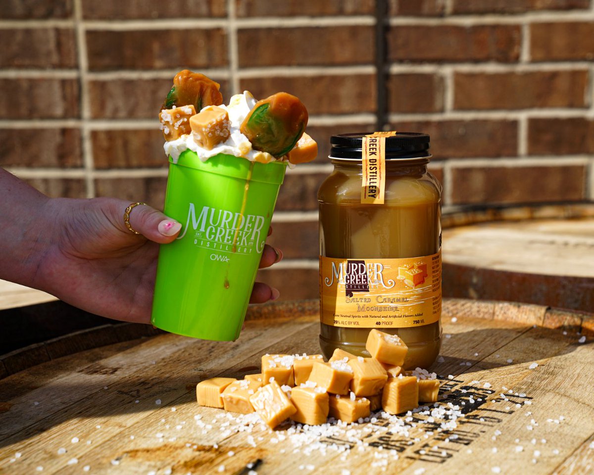 Sweet with a kick — say hello to Salted Caramel Moonshine at Murder Creek Distillery! Swing by #DowntownOWA to sip, sample, and stock up on this dangerously smooth favorite. 🥃✨